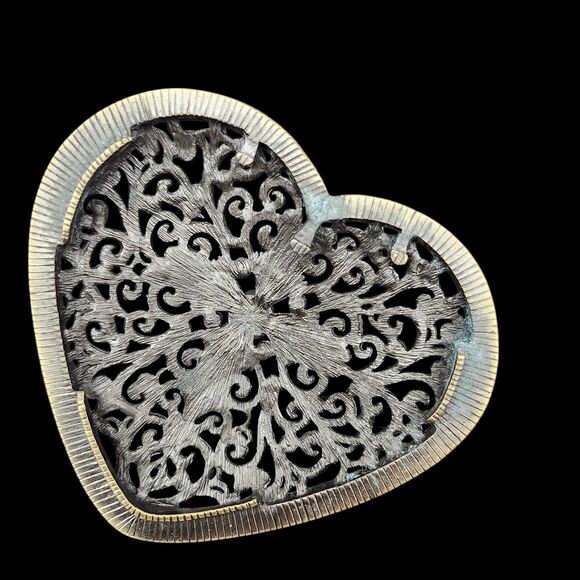 Patchi Trinket Candy Dish Heart Shaped Intricate Filigree Red White Jewels - Picture 4 of 9